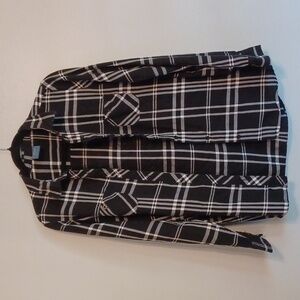 Harry Potter Black and White Button Down Long Sleeve Plaid Shirt Size Large